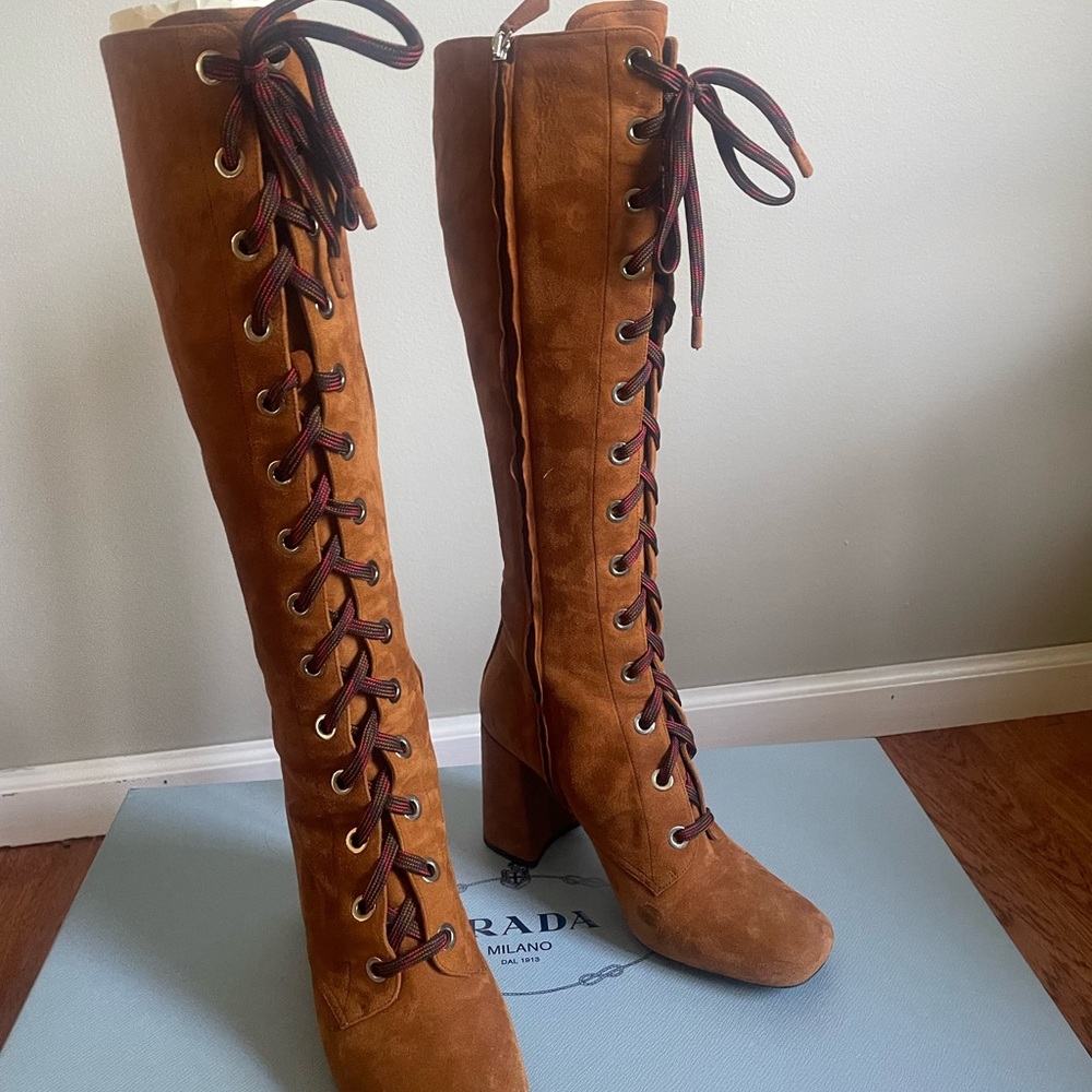 Prada lace-up suede boots! So cute and in excellent condition.
